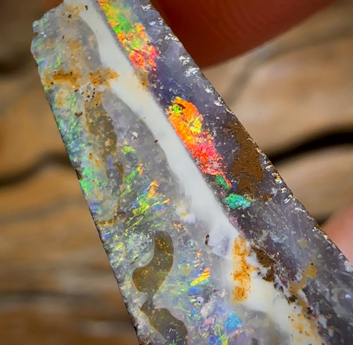 🔨 AUCTION 🔨 “Red Fire Landscape” 21.8cts - Queensland Boulder Seam Opal Rub