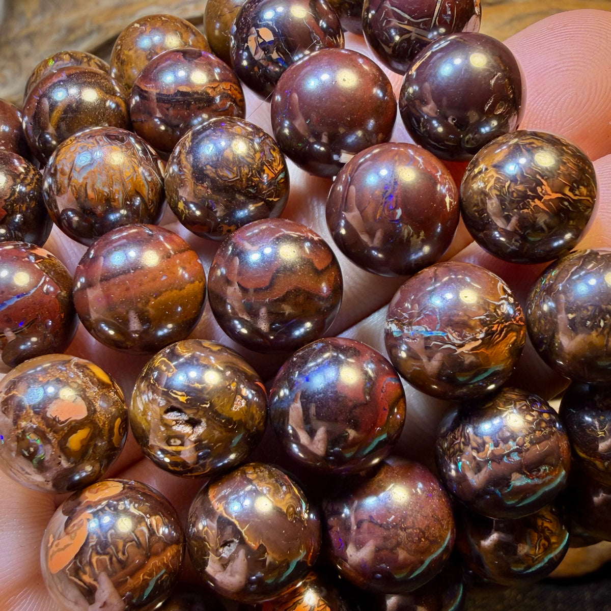 12 x 12mm Drilled Tribal Boulder Opal Bead Bracelets. BULK LISTING Multiple available