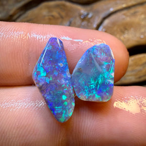 8.1cts - Lightning Ridge Dark Crystal Opal Rub Pair