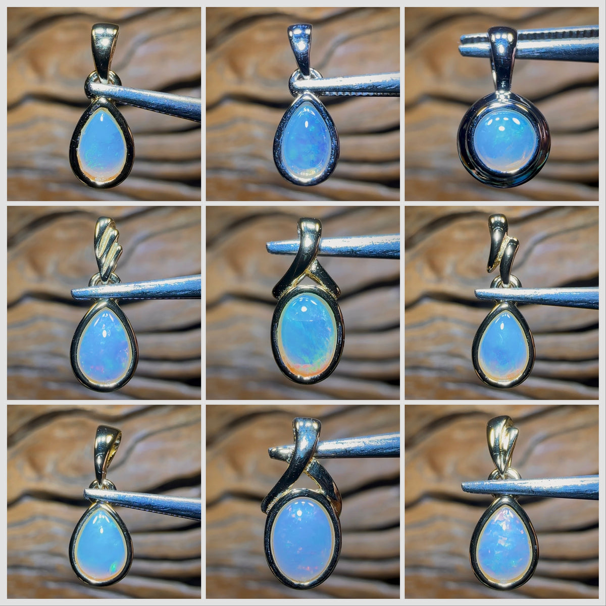 🔒Sterling Silver - WHOLESALE 9 PIECE PENDANT PARCEL. Solid South Australian Opal Jewellery