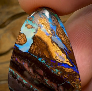 47.2cts - Double Sided Australian Boulder Opal. “Lightning over outback”Landscape Pattern