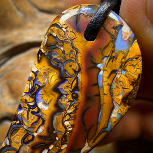 Dad 57 x 22mm - Drilled Tribal Queensland Boulder Opal Necklace