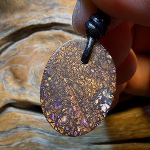 WildCard! 27 x 20mm - Drilled Tribal Queensland Boulder Opal Necklace