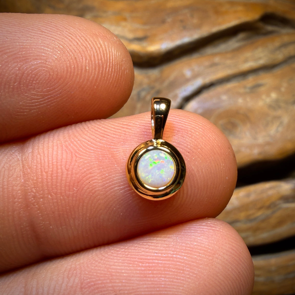 WILDCARD! Sterling Silver Gold Plated - Solid South Australian Crystal Opal Pendant