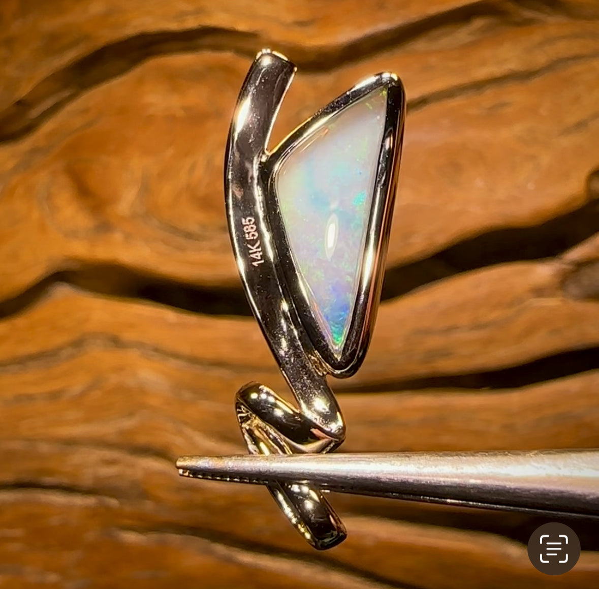 14k White Gold - Solid South Australian Crystal Opal Pendant