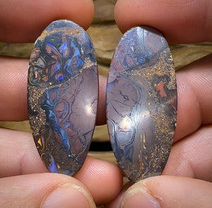 97.4cts - Koroit Nut Opal Pair. TRIBAL PATTERN