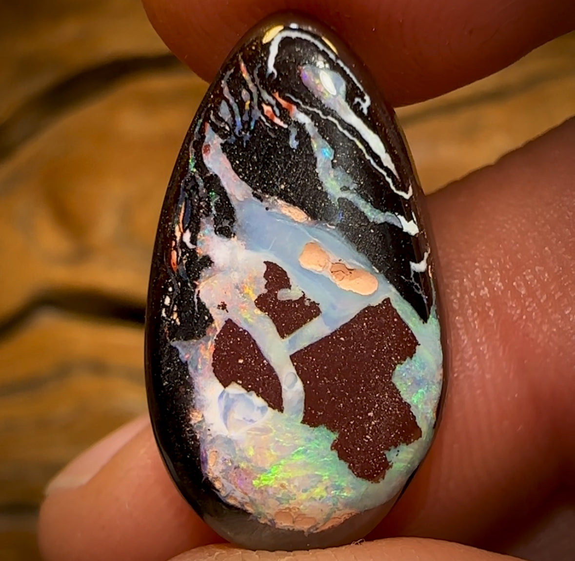 19.5cts - Queensland Black Boulder Opal from Koroit Crystal Center
