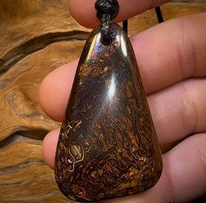 🔨 AUCTION 🔨 No Reserve 53 x 31mm - Drilled Boulder Opal Pendant w/ Eco Friendly Vegan Cord