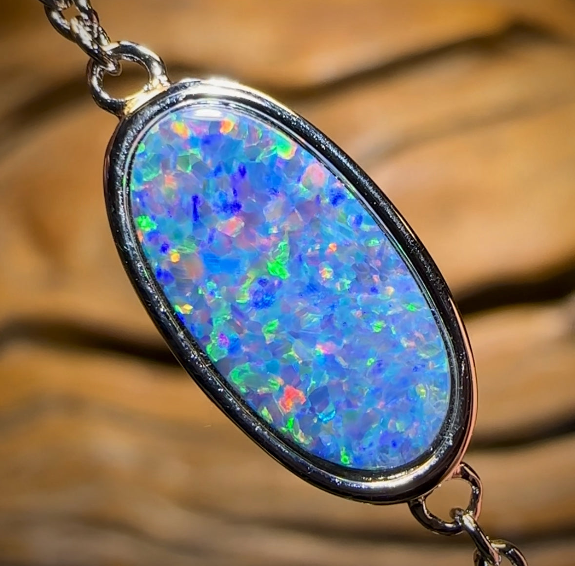 Sterling Silver - Australian Boulder Doublet Opal Bracelet