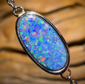 Sterling Silver - Australian Boulder Doublet Opal Bracelet