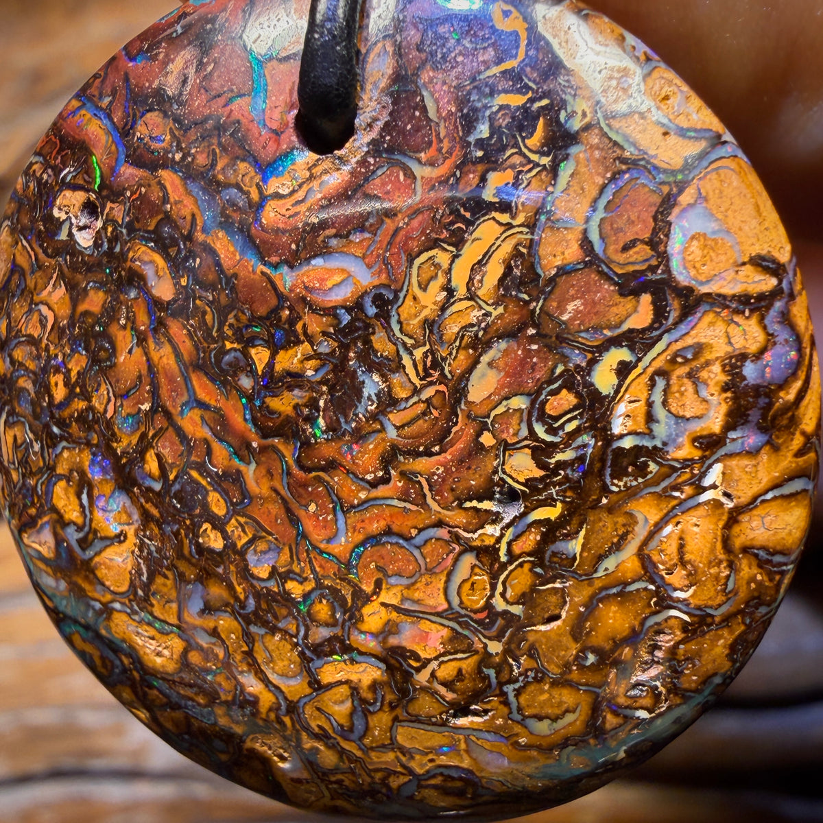 36 x 36mm - Drilled Tribal Queensland Boulder Opal Necklace