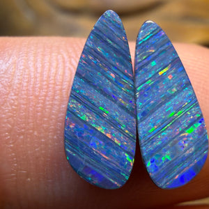 2.6cts - “Feathers” Australian Boulder Opal Doublet Pair
