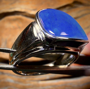 Sterling Silver - XLarge Unisex Queensland Boulder Opal Doublet Ring UNISEX