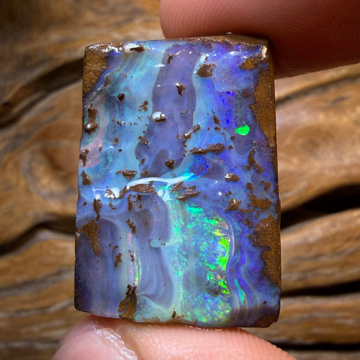 81.9cts - Queensland Boulder Seam Opal Rough Piece. Natural Split