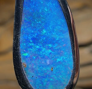 Silver -  Solid Queensland Boulder Opal Pendant - Opal Whisperers