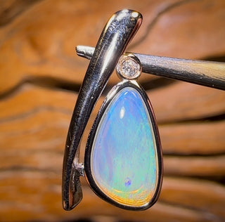 Pendentif en argent sterling et opale de cristal d'Australie du Sud
