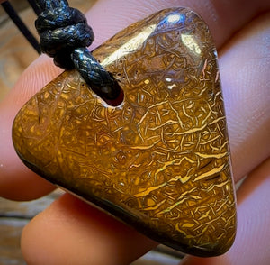 🔨 AUCTION 🔨 No Reserve 33 x 31mm - Drilled Boulder Opal Pendant w/ Eco Friendly Vegan Cord