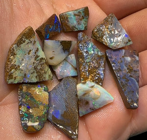 122.5cts - 11 x Queensland Boulder Opal Rough Rubs - Opal Whisperers