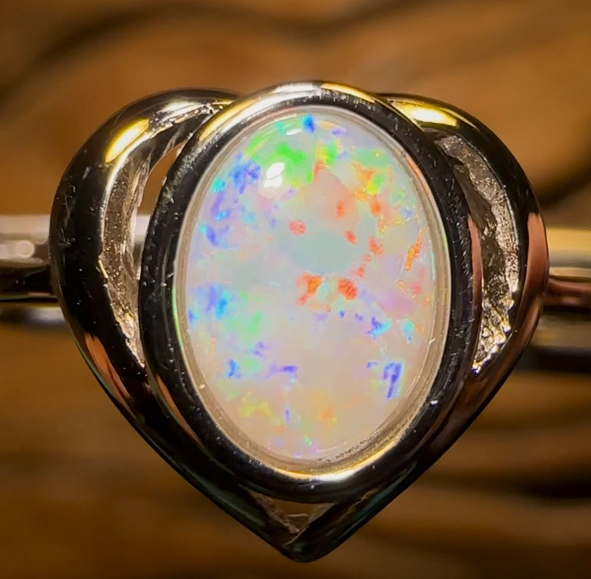 Sterling Silver - South Australian Crystal Opal Ring