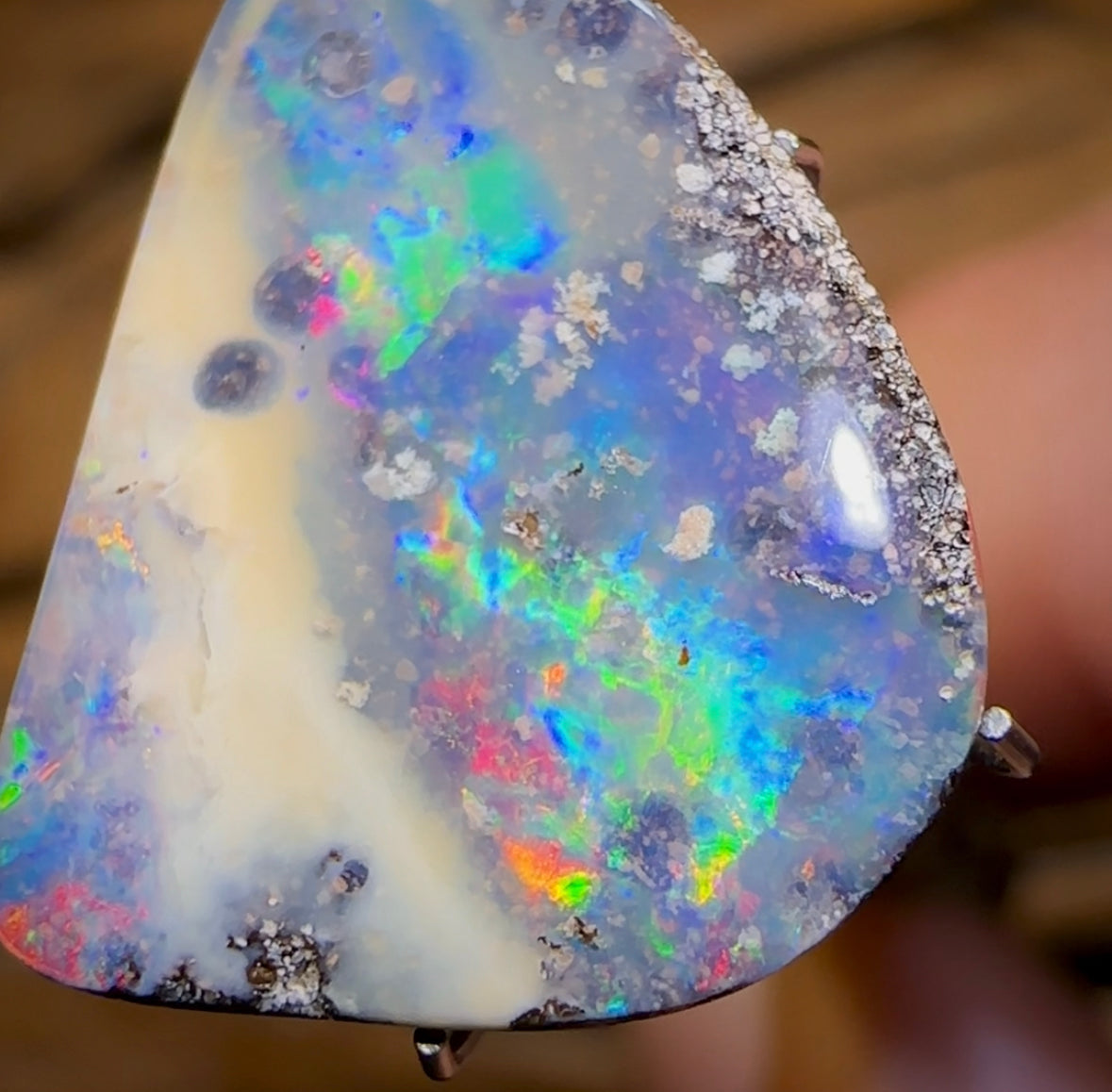7.95cts - Electric Landscape Australian Boulder Seam Opal Picture Stone - Opal Whisperers