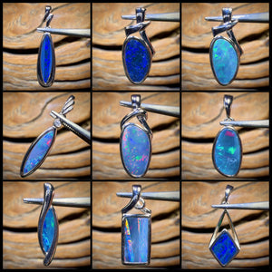 🔒Sterling Silber – Großhandelspaket mit 9 Anhängern. Australischer Boulder-Opal-Doublet-Schmuck