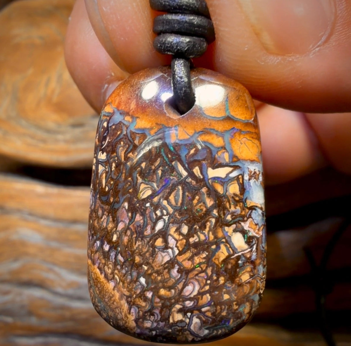 28 x 19mm - Drilled Tribal Queensland Boulder Opal Necklace