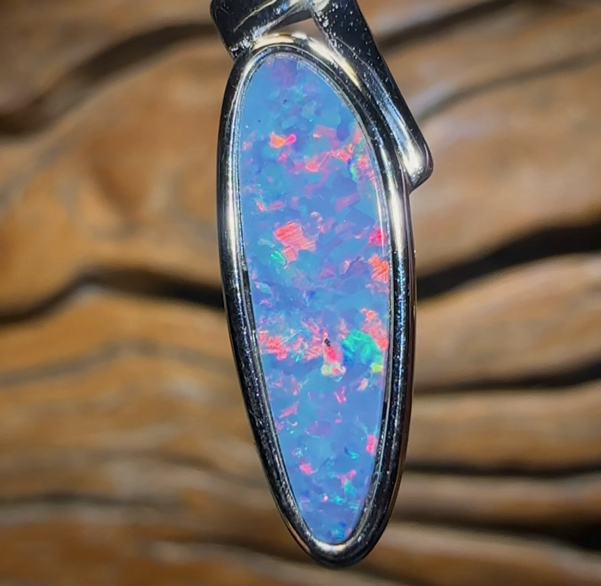 Sterling Silver - Queensland Boulder Opal Doublet Pendant With Red
