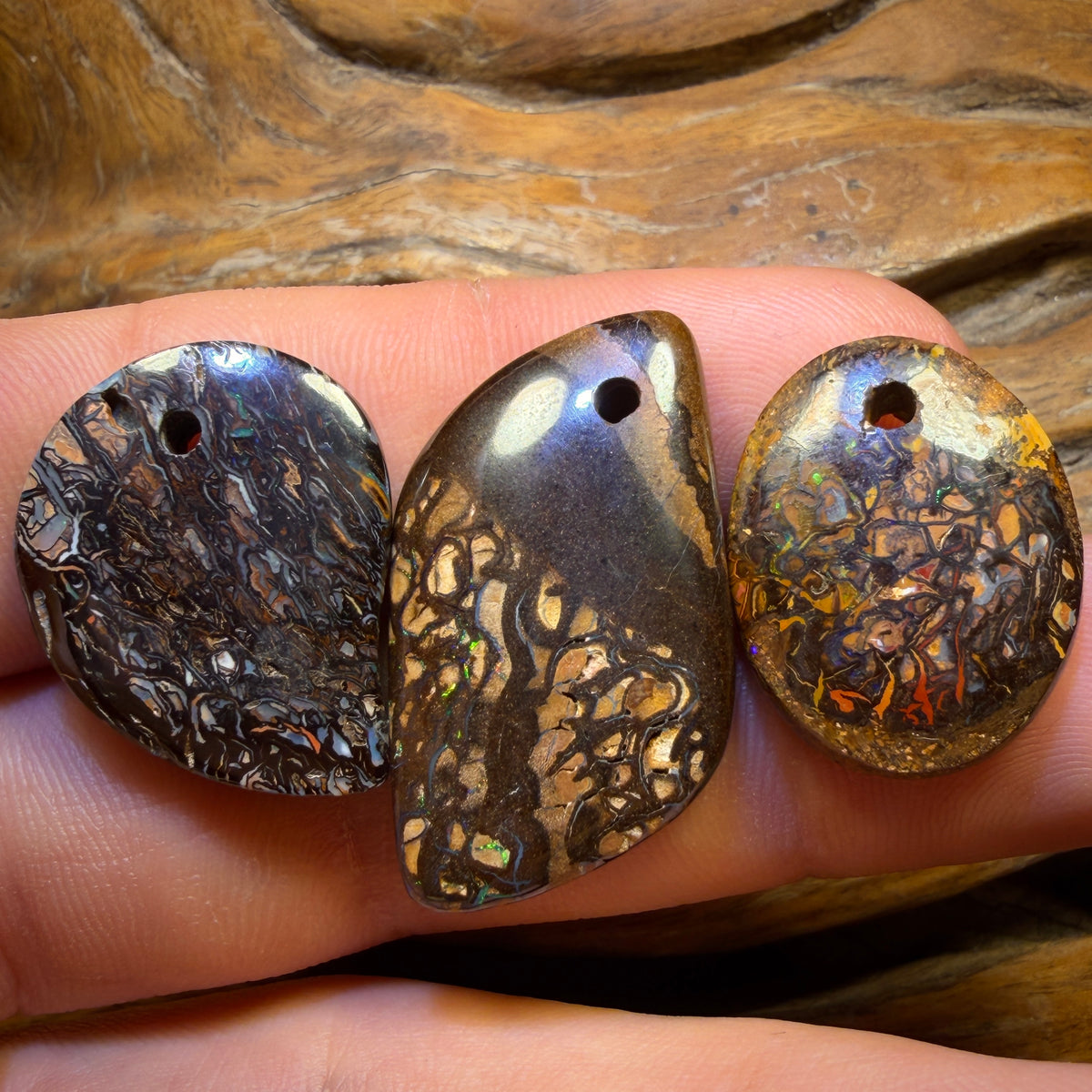 83.2cts - 3x Drilled Queensland Boulder Opals. BARGAIN Wholesale Parcel