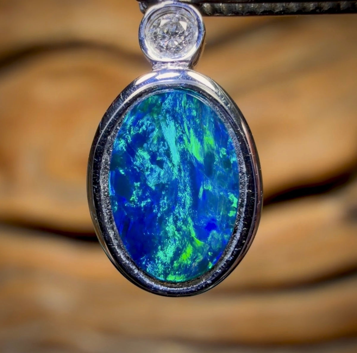 14k White Gold - Queensland Boulder Opal Doublet Pendant Bargain