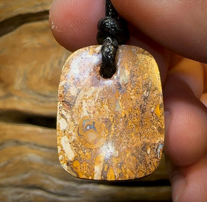 26 x 20mm - Drilled Boulder Opal Pendant w/ Eco Friendly Vegan Cord