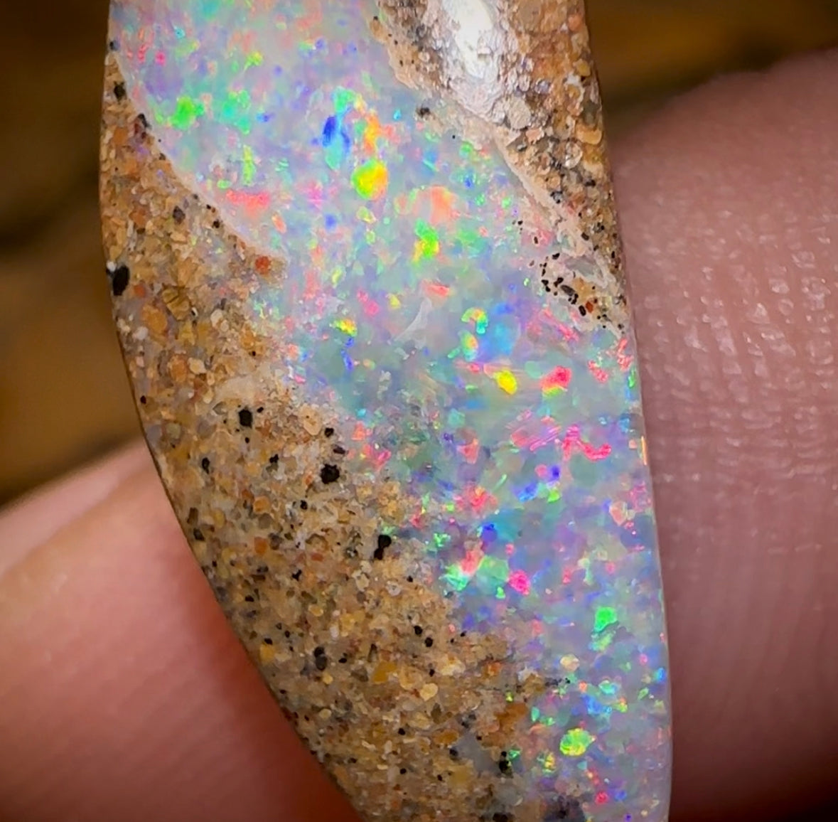 6.5cts - Solid Australian Boulder Pipe Opal Red/ Multi - Opal Whisperers