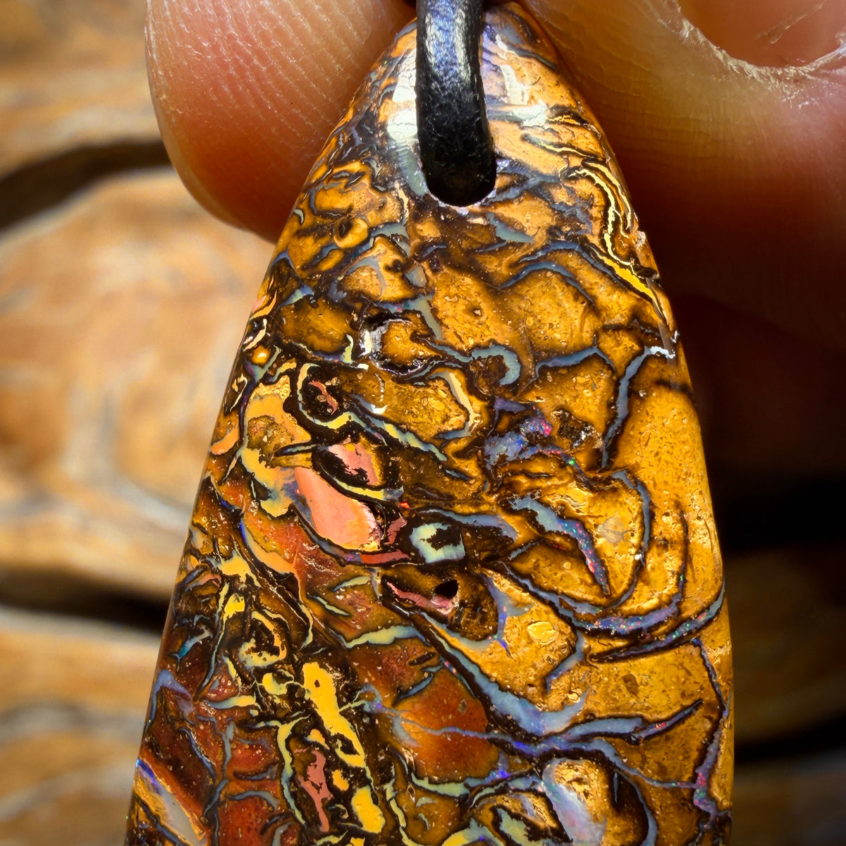 36 x 19mm - Drilled Tribal Queensland Boulder Opal Necklace