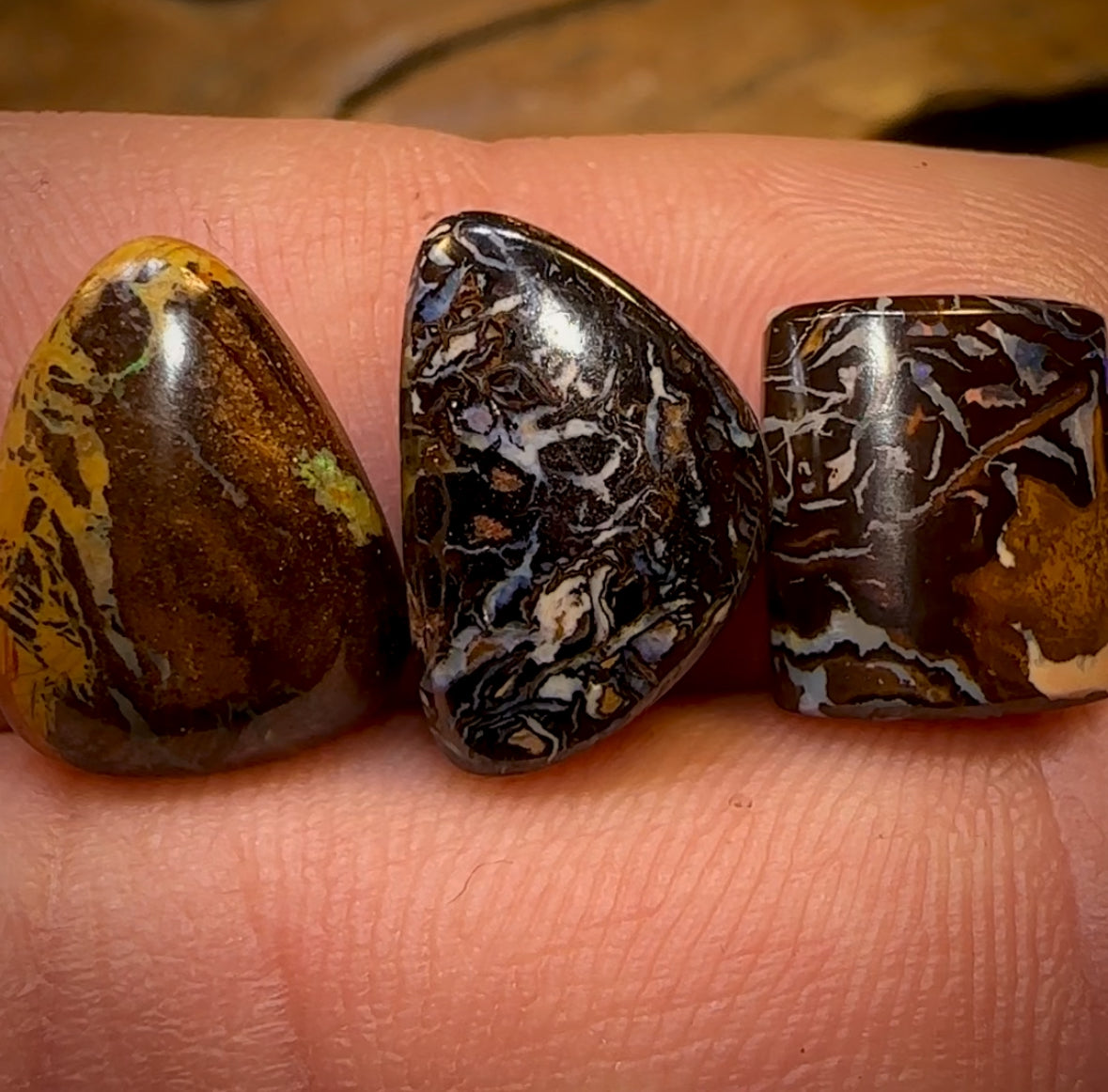 🔨 AUCTION 🔨 No Reserve 15.6cts - 3x Loose Queensland Boulder Opals. Parcel