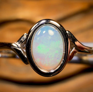 Bague en argent sterling avec opale de cristal d'Australie du Sud