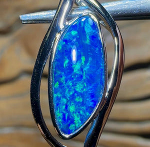 14k White Gold - Queensland Boulder Doublet Opal Pendant - Opal Whisperers