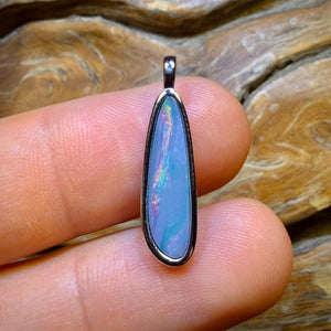 Sterling Silver - Australian Boulder Opal Doublet Pendants Red / Multi. BULK LISTING