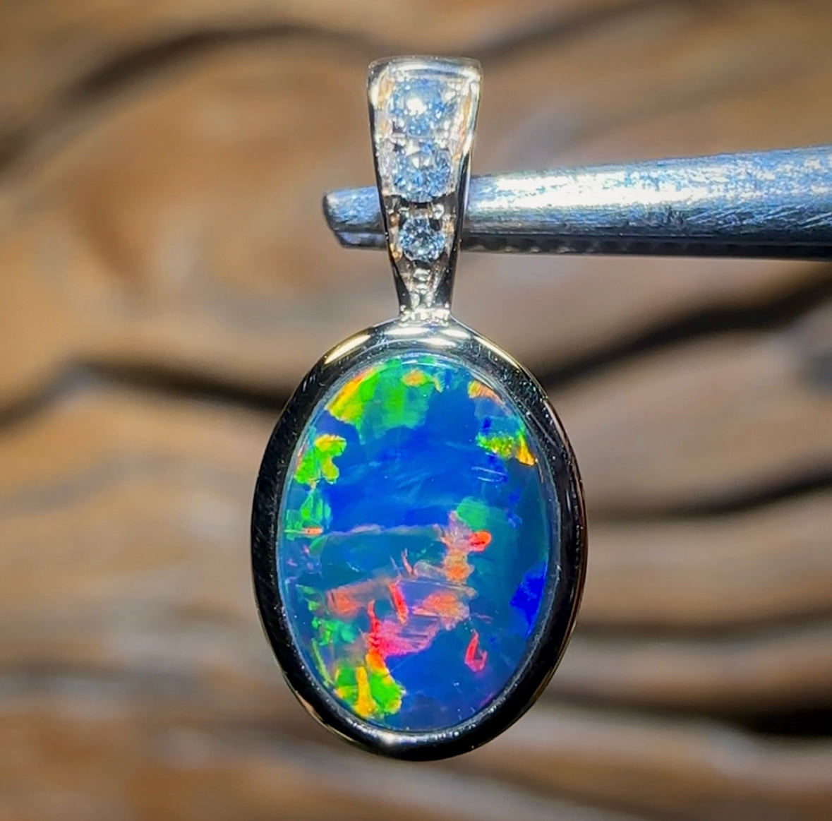 14k Gold - Queensland Boulder Opal Doublet Pendant - Opal Whisperers