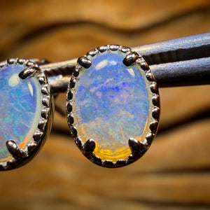 Sterling Silver - South Australian Crystal Opal Stud Earrings