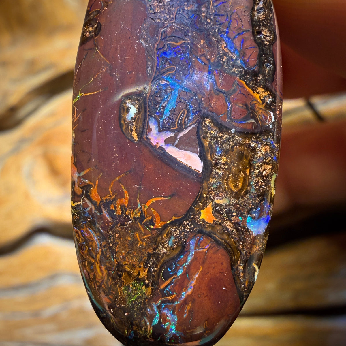 35 x 17mm - Drilled Tribal Queensland Boulder Opal Necklace