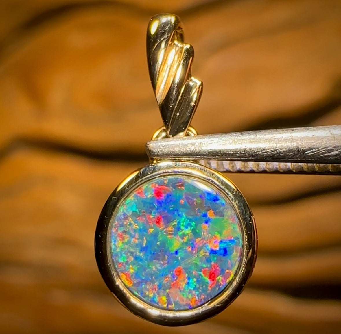 14k Gold - Queensland Boulder Opal Doublet Pendant