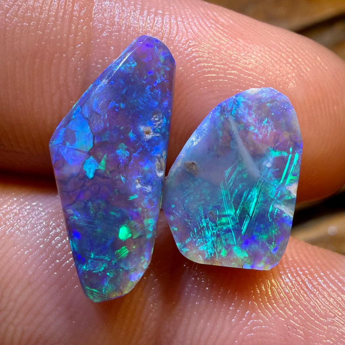 TGIF 8.1cts - Lightning Ridge Dark Crystal Opal Rub Pair