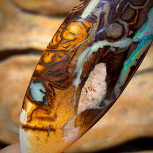 17.9cts - “Tribal Surfboard Picture Stone” Queensland Boulder Opal from Yowah