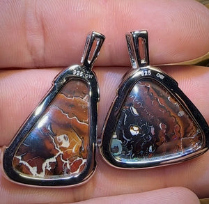 “Partners 3” Sterling Silver - Boulder Opal UNISEX Pendant PAIR!