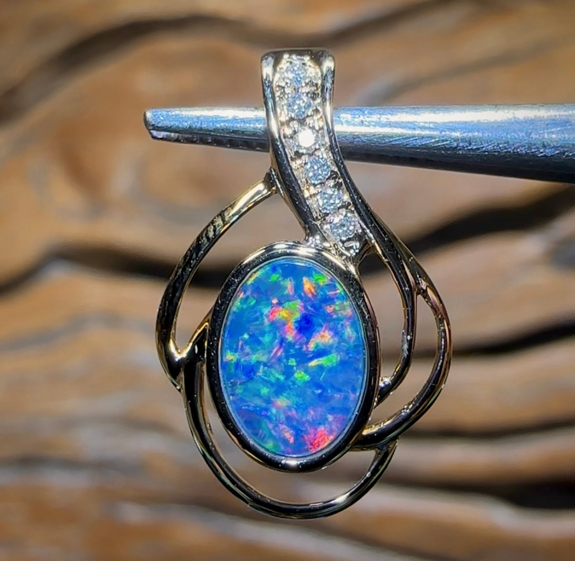 14k Gold - Queensland Boulder Opal Doublet Pendant - Opal Whisperers