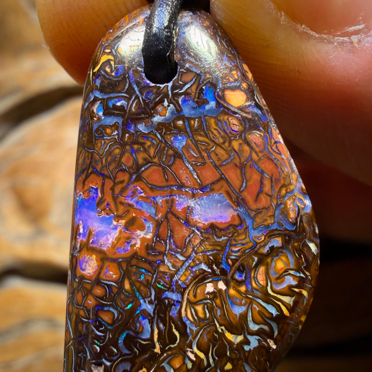 Wildcard! 35 x 17mm - Drilled Tribal Queensland Boulder Opal Necklace