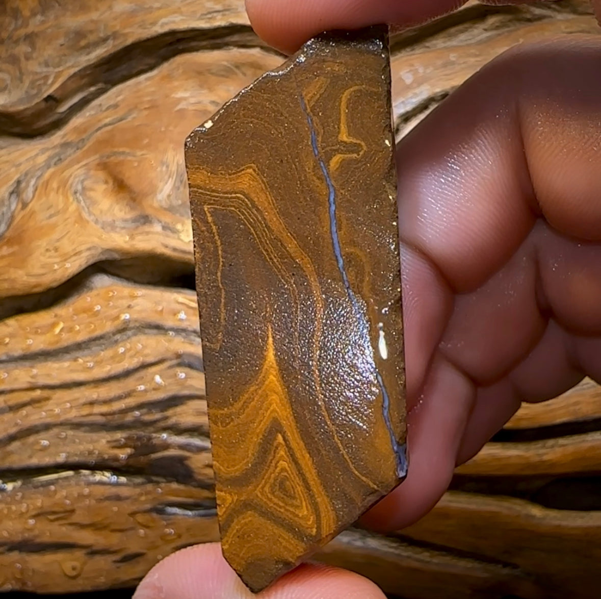 247.5cts - Australian Boulder Opal Rough Preform. Natural Split - Opal Whisperers