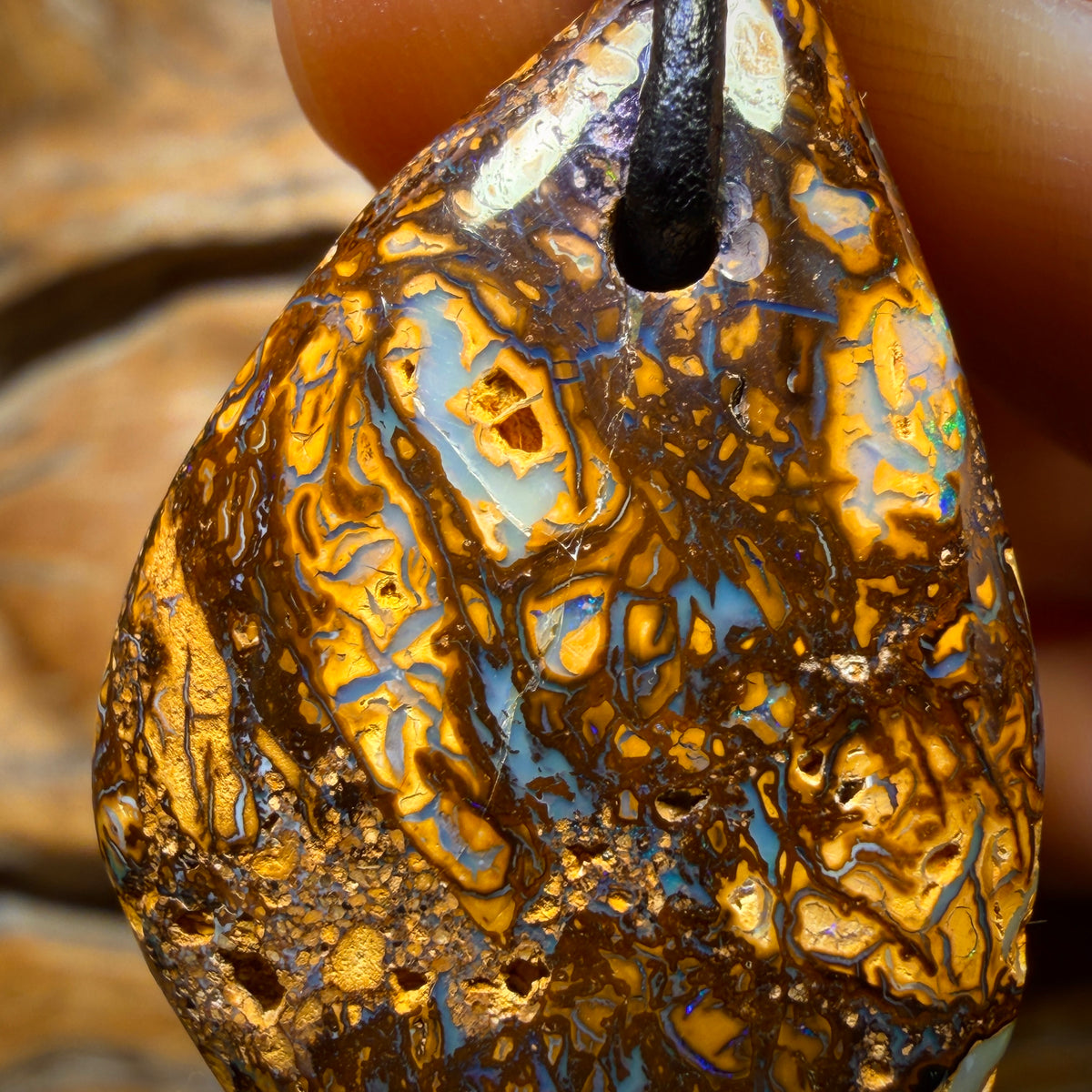 36 x 23mm - Drilled Tribal Queensland Boulder Opal Necklace