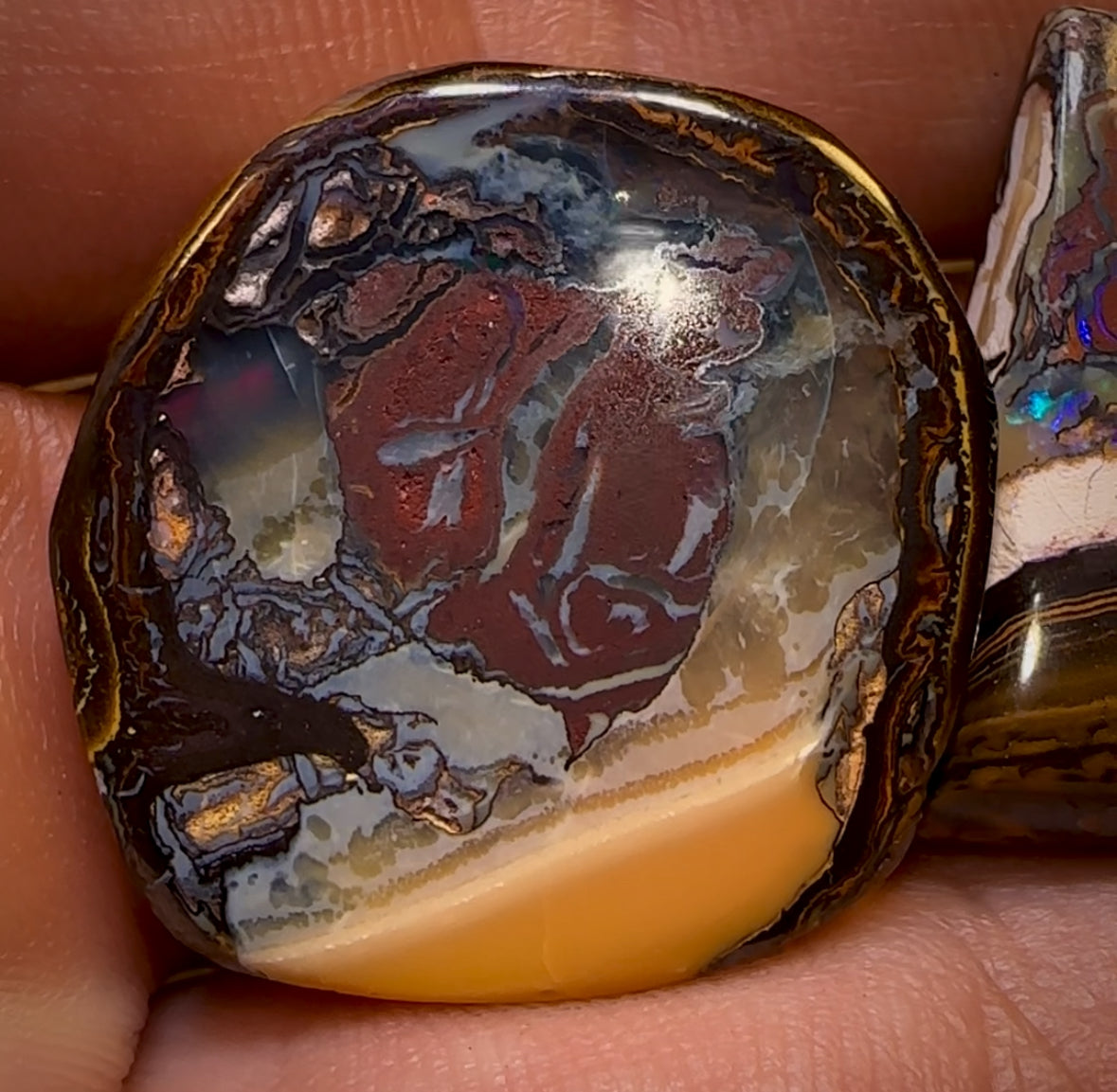 86.1cts - 3x Loose Queensland Boulder Opals With Crystal Centers Wholesale Bargain Parcel