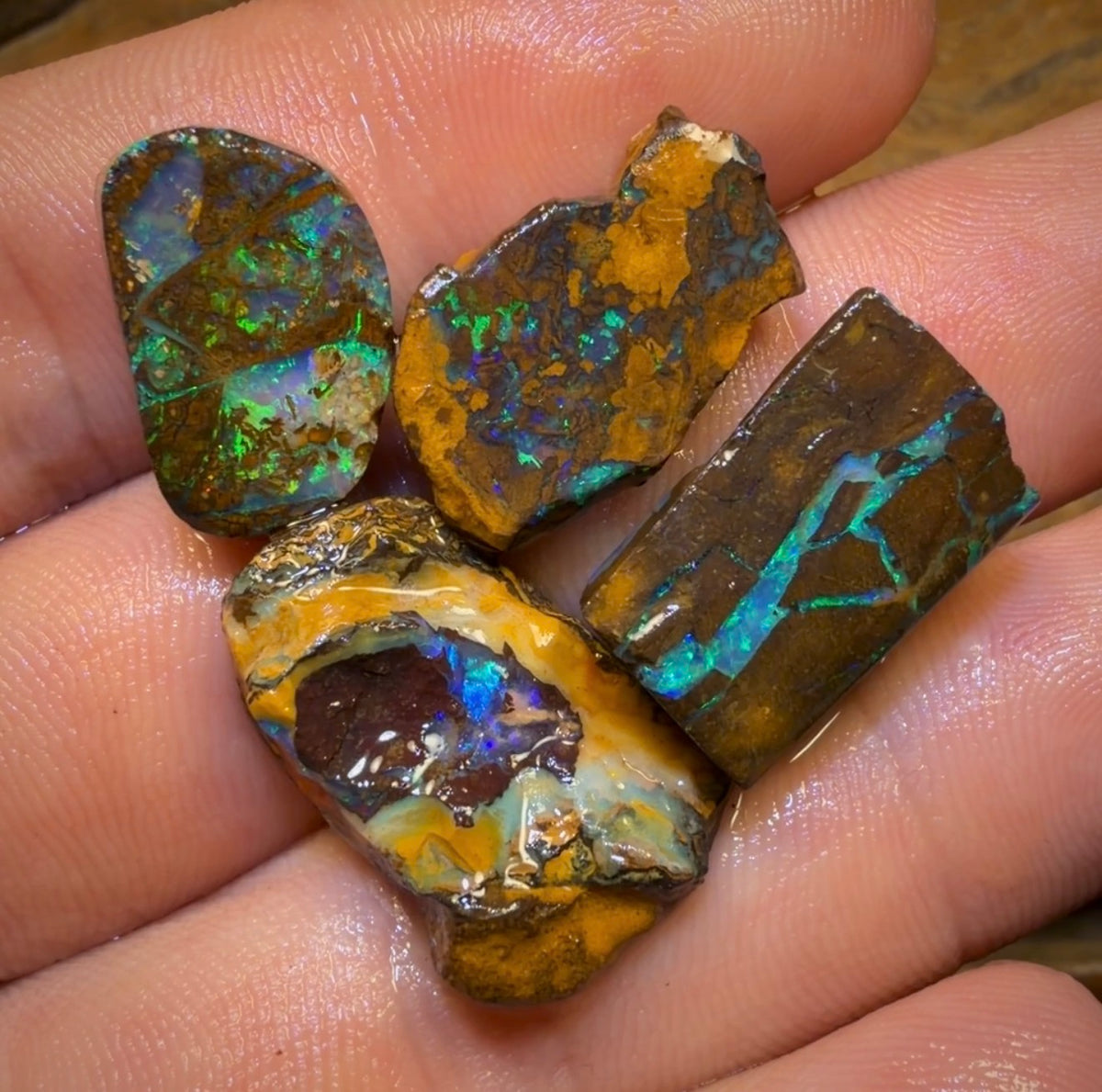 🔒59.1cts - 4x Yowah Nut Rough Opal Parcel. Australian Boulder Opal