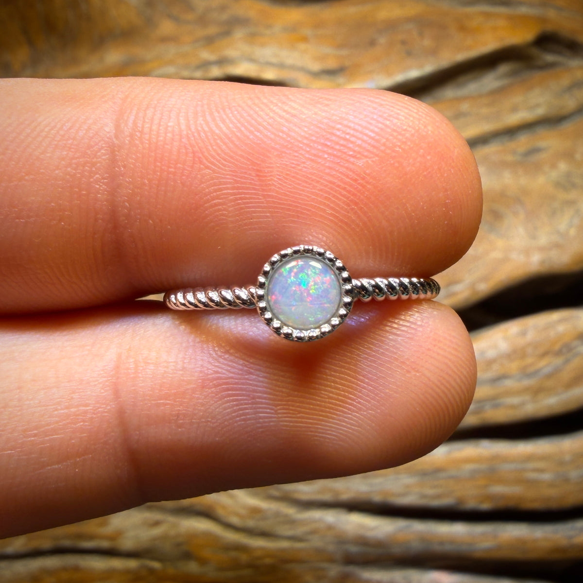 Wild Card! Sterling Silver - Solid South Australian Crystal Opal Ring Adjustable